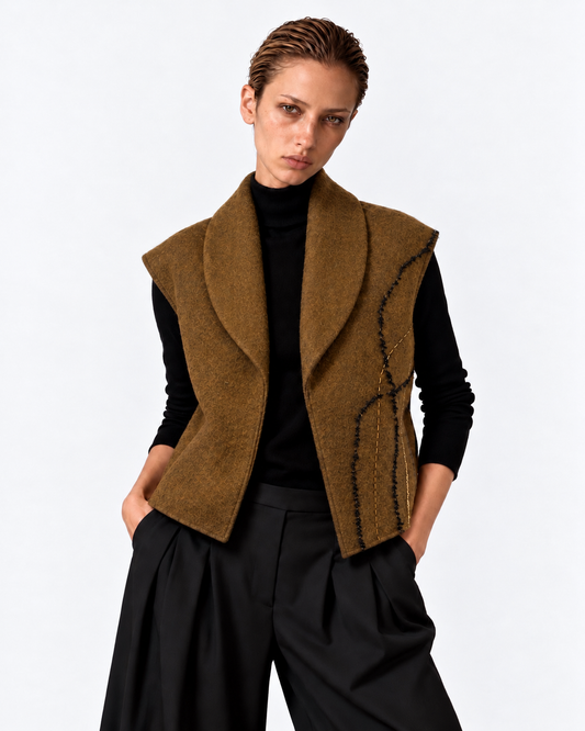 Menar Felt Vest | Camel