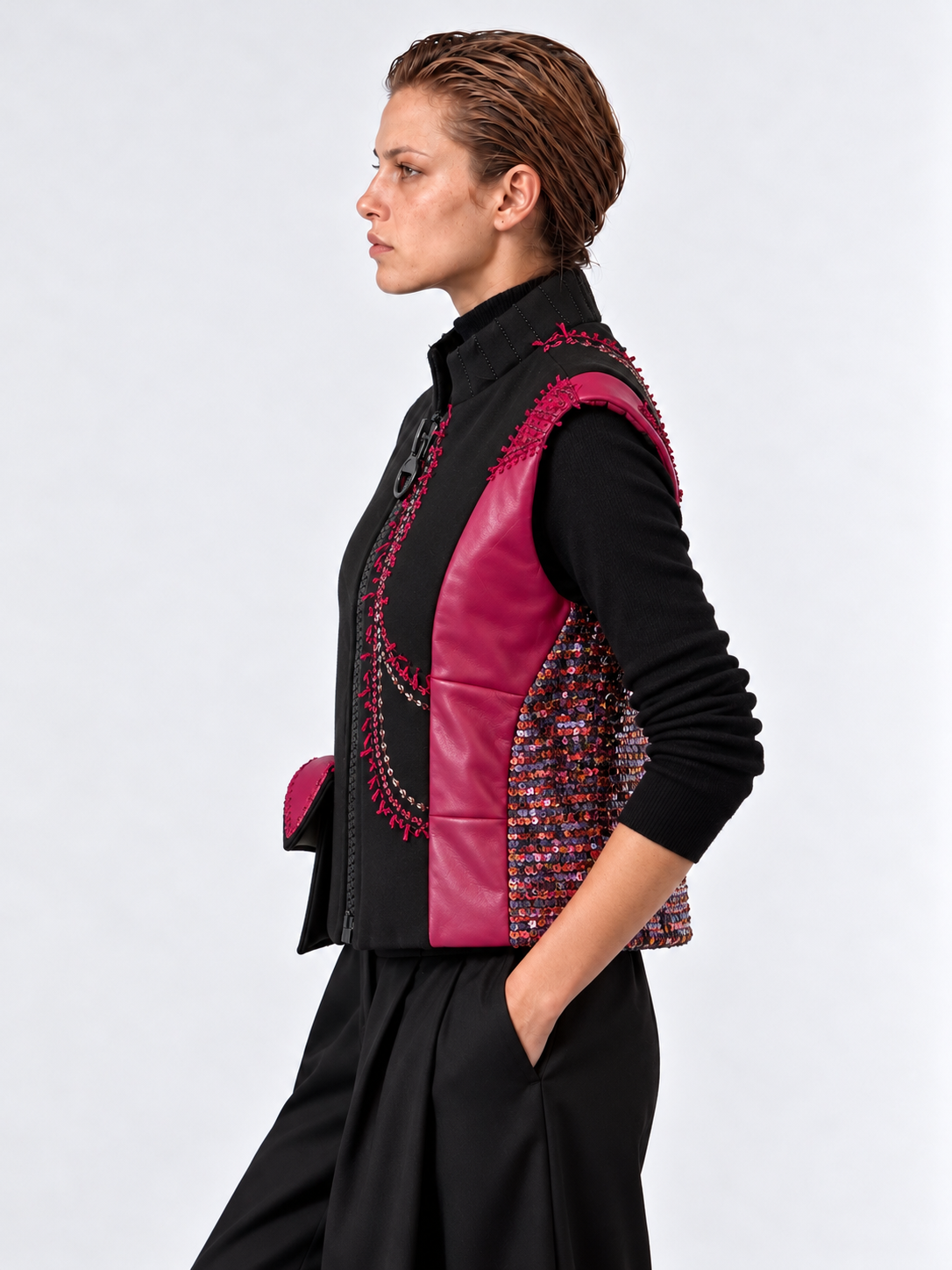 Dariun Vest | Black & Fuchsia