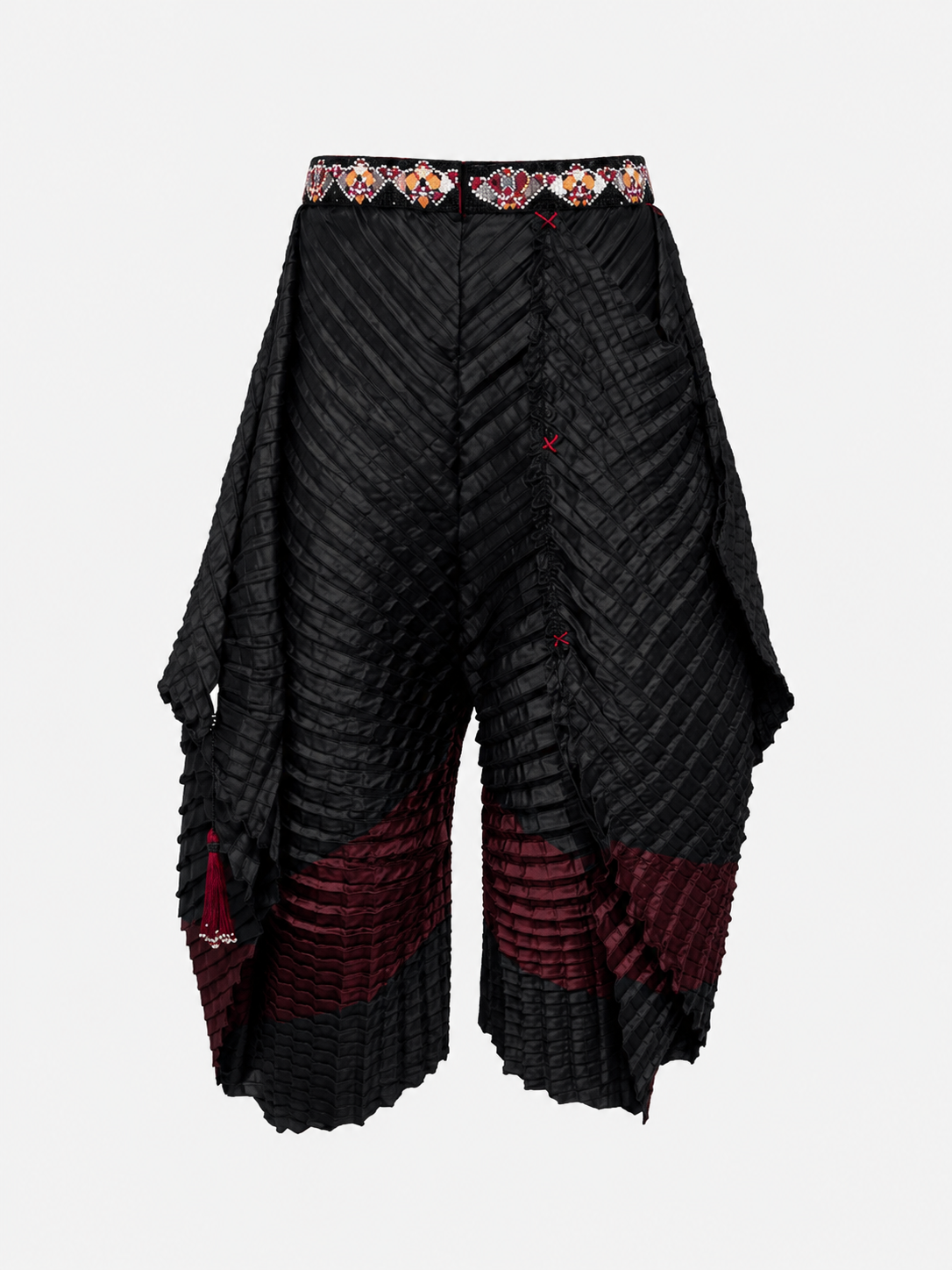 GATO Pleated Pants | Black & Burgundy