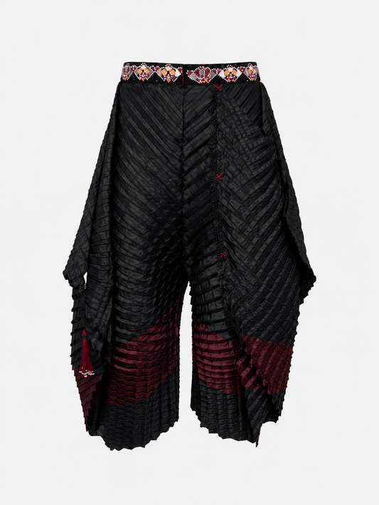 GATO Pleated Pants | Black & Burgundy