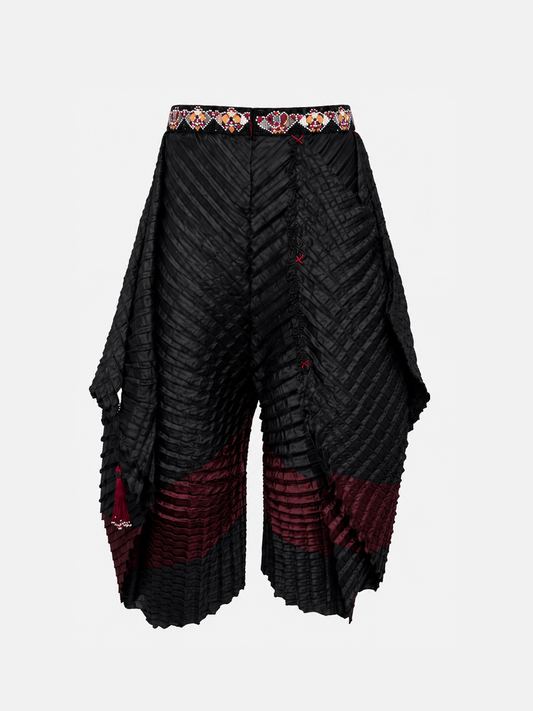 GATO Pleated Pants | Black & Burgundy