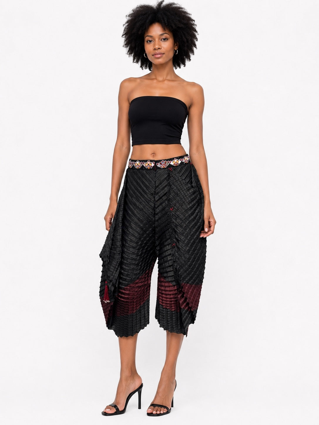GATO Pleated Pants | Black & Burgundy