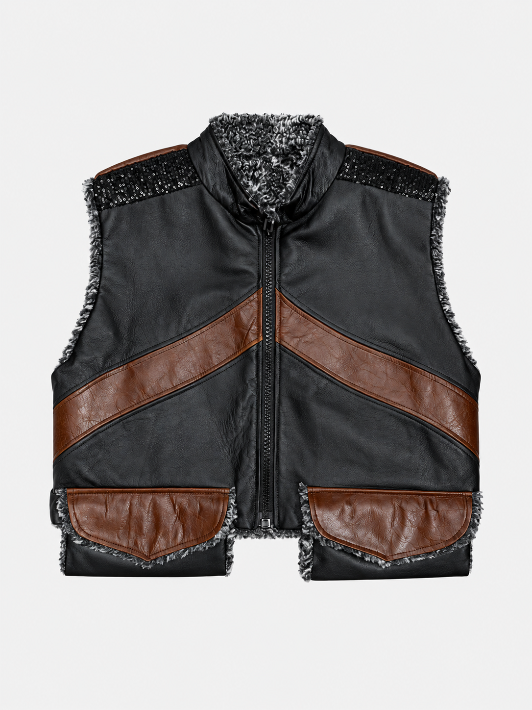 SAYA Leather Vest Black