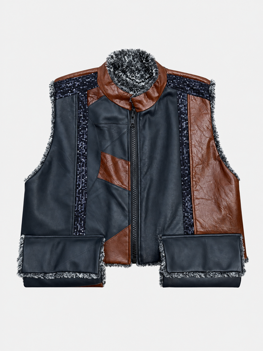 SAYA Leather Vest Navy