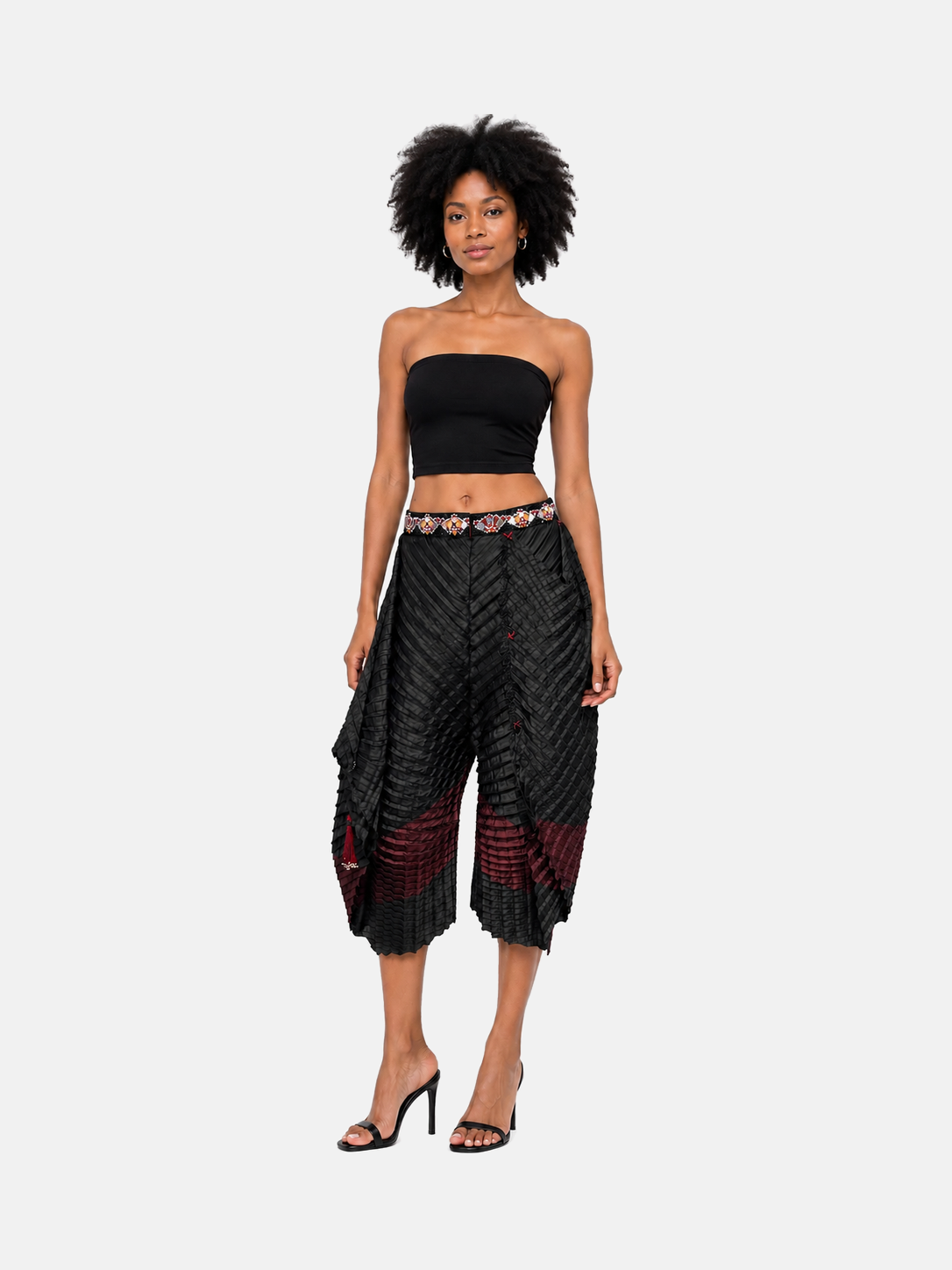 GATO Pleated Pants | Black & Burgundy