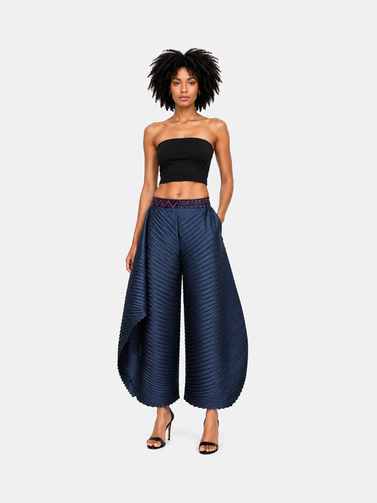 SATO Pleated Pants | Mahoor Navy